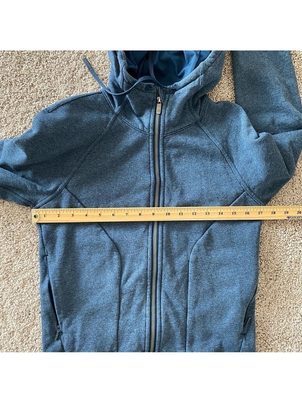 Lululemon Huddle & Hustle Hoodie Heathered Blue Sz 6 Full Zip Sweatshirt - Picture 11 of 12